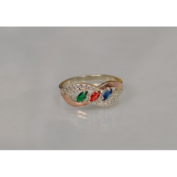 Серебряное кольцо с золотыми пластинами (120к)