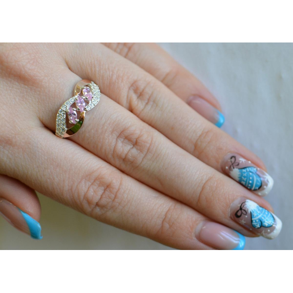 Серебряное кольцо с золотыми пластинами (120к)