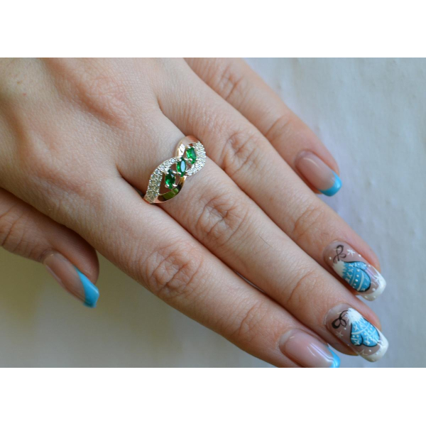 Серебряное кольцо с золотыми пластинами (120к)