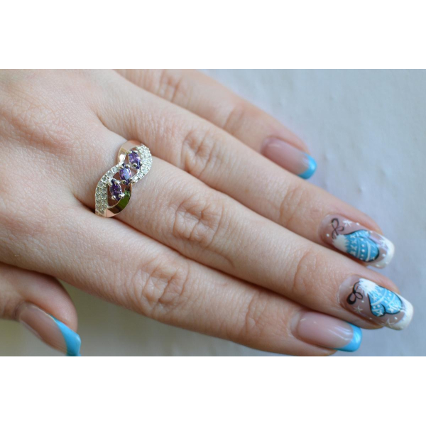 Серебряное кольцо с золотыми пластинами (120к)