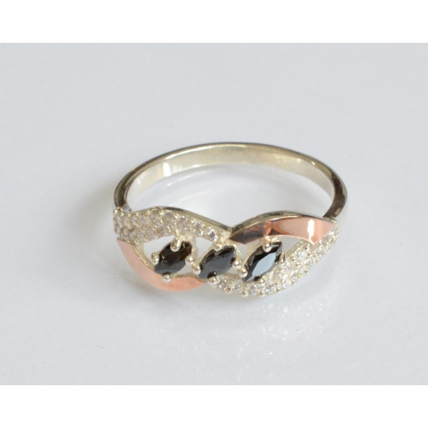 Серебряное кольцо с золотыми пластинами (120к)