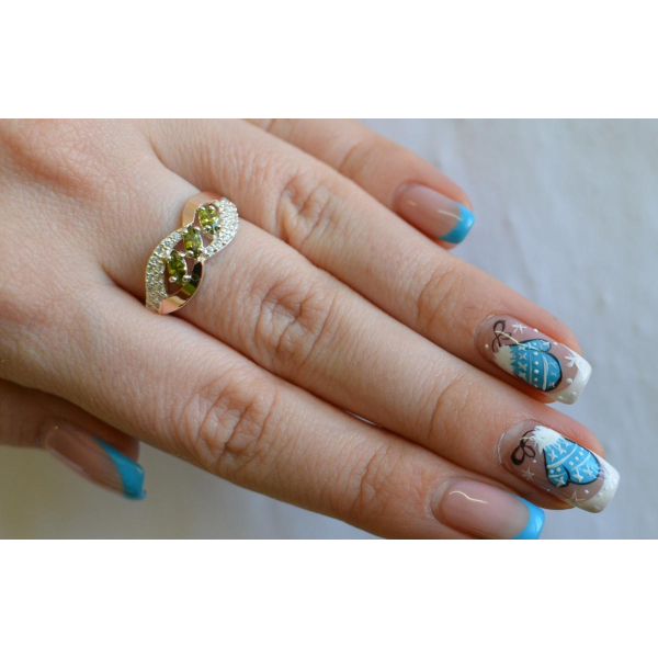 Серебряное кольцо с золотыми пластинами (120к)