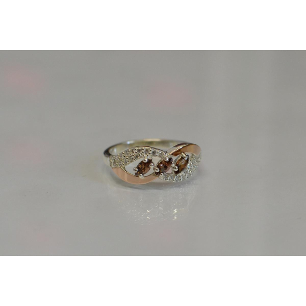 Серебряное кольцо с золотыми пластинами (120к)