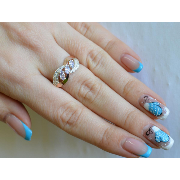 Серебряное кольцо с золотыми пластинами (120к)