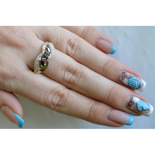 Серебряное кольцо с золотыми пластинами (120к)