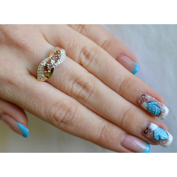 Серебряное кольцо с золотыми пластинами (120к)