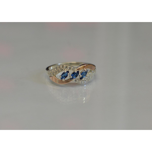 Серебряное кольцо с золотыми пластинами (120к)