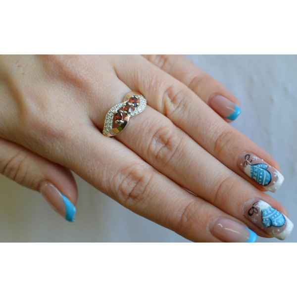 Серебряное кольцо с золотыми пластинами (120к)