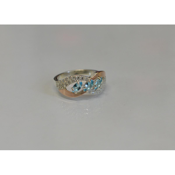 Серебряное кольцо с золотыми пластинами (120к)