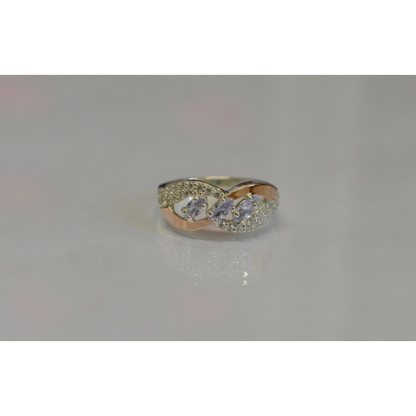 Серебряное кольцо с золотыми пластинами (120к)