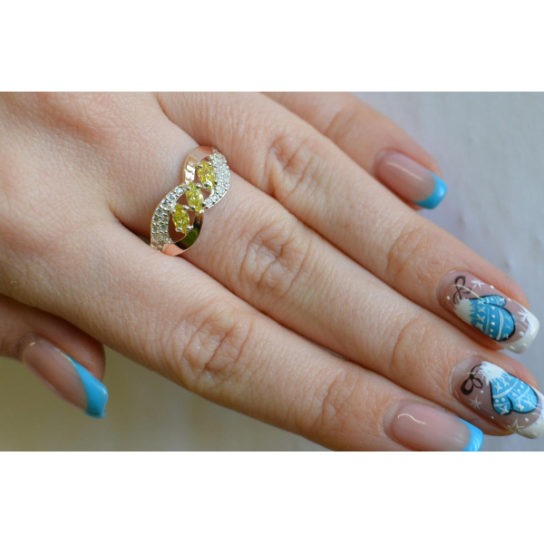 Серебряное кольцо с золотыми пластинами (120к)