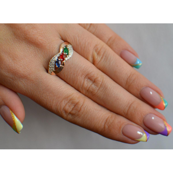 Серебряное кольцо с золотыми пластинами (120к)