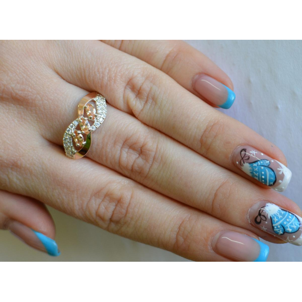 Серебряное кольцо с золотыми пластинами (120к)