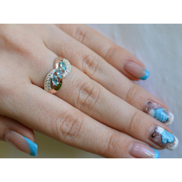 Серебряное кольцо с золотыми пластинами (120к)