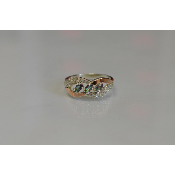 Серебряное кольцо с золотыми пластинами (120к)