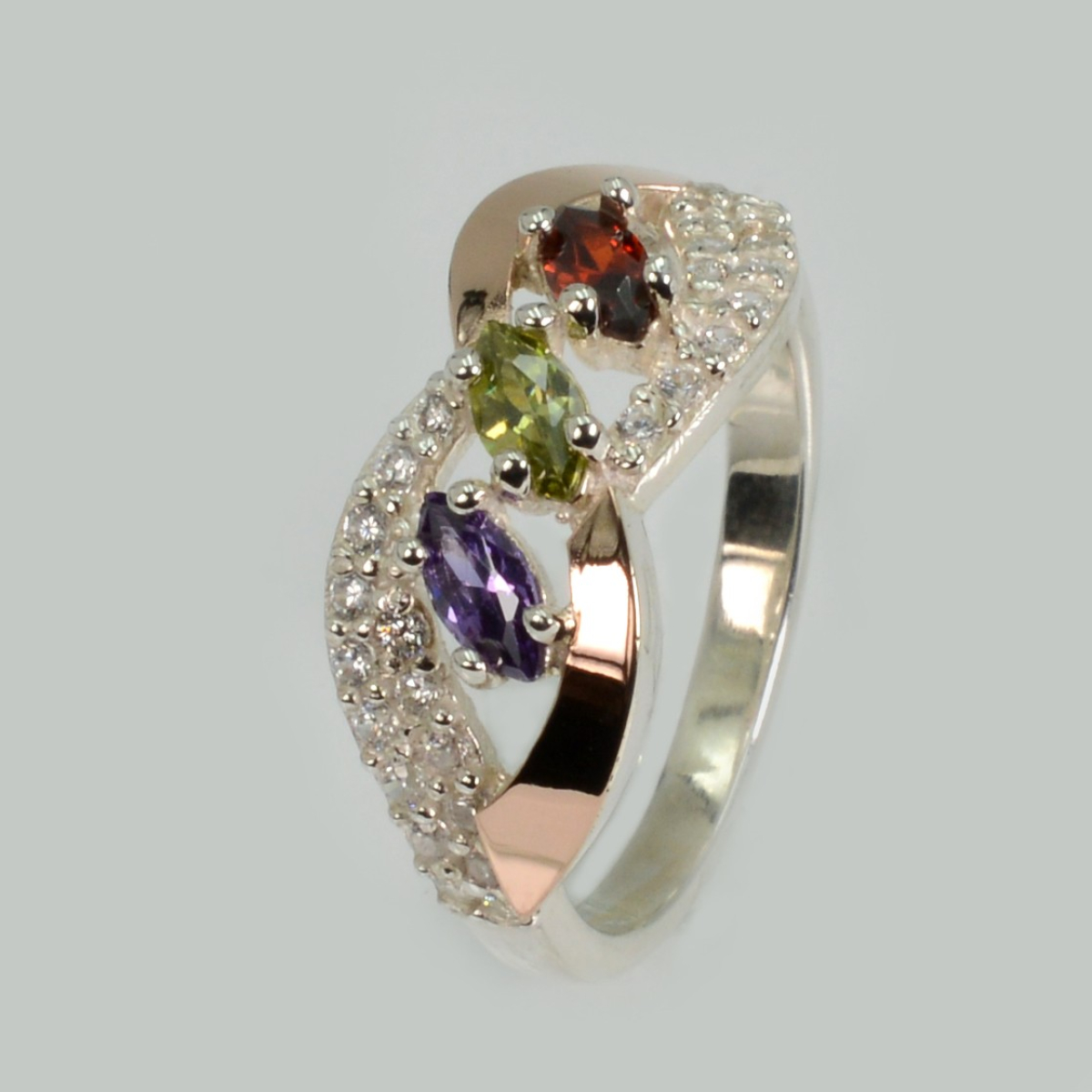 Серебряное кольцо с золотыми пластинами (120к)