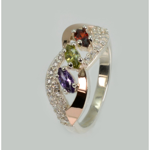 Срібна каблучка з золотими пластинами