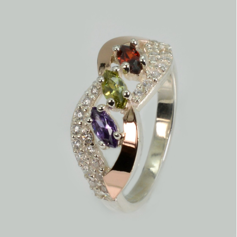 Серебряное кольцо с золотыми пластинами