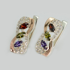 Срібні сережки з золотими пластинами