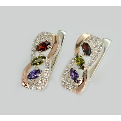 Серебряные серьги с золотыми пластинами