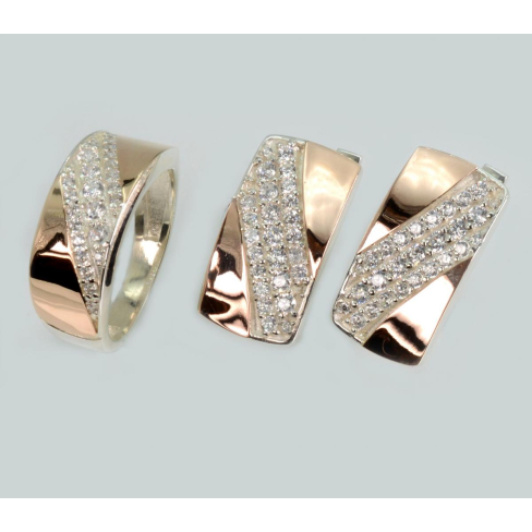 Серебряный набор с золотыми пластинами