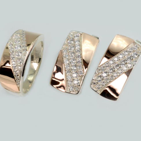 Серебряный набор с золотыми пластинами