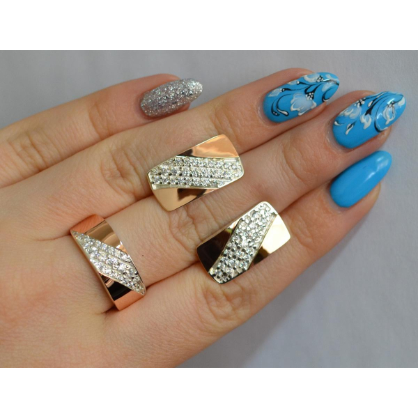 Серебряный набор с золотыми пластинами (123)