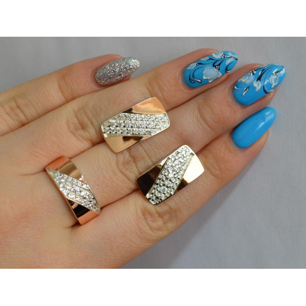 Серебряный набор с золотыми пластинами (123)