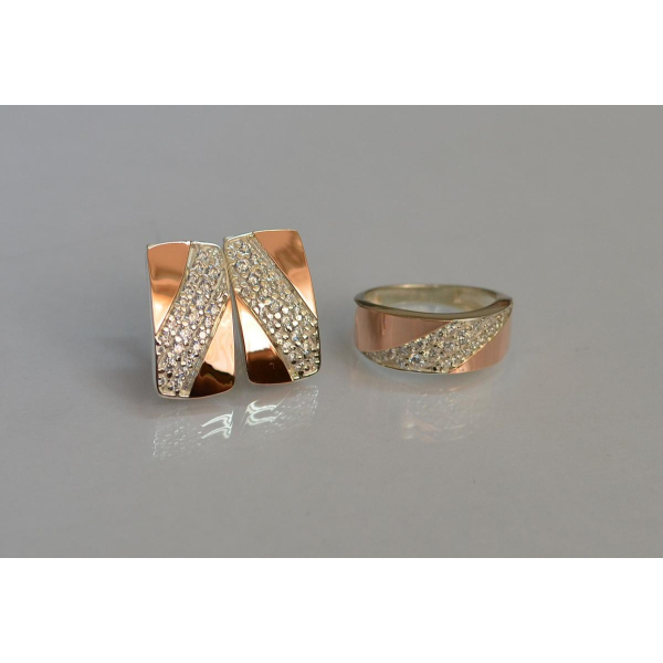 Серебряный набор с золотыми пластинами (123)