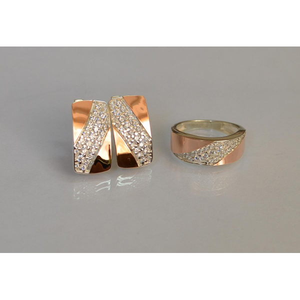 Серебряный набор с золотыми пластинами (123)