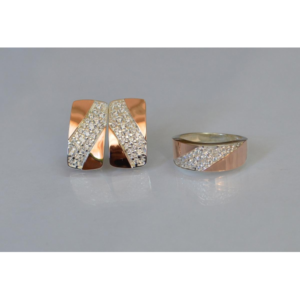 Серебряный набор с золотыми пластинами (123)