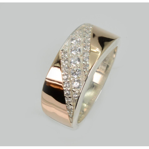 Срібна каблучка з золотими вставками