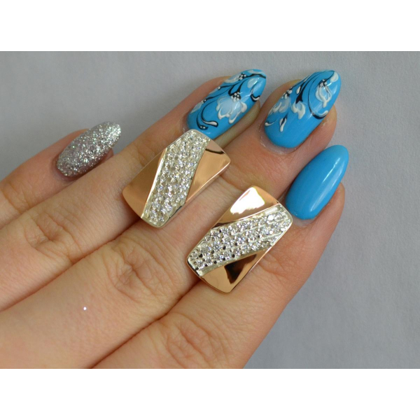 Сережки срібні з золотом (123с)