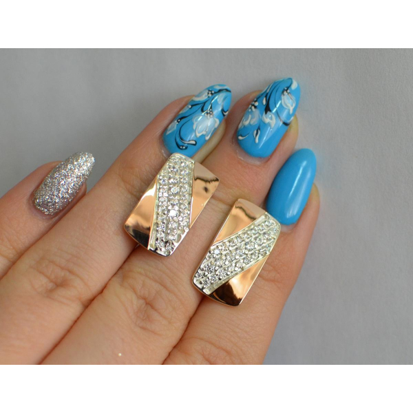 Сережки срібні з золотом (123с)