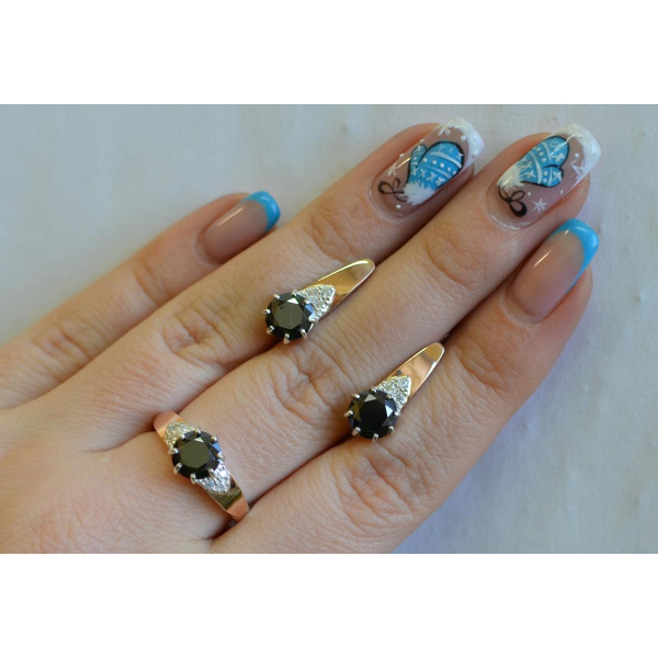 Серебряный набор с золотыми вставками (124)