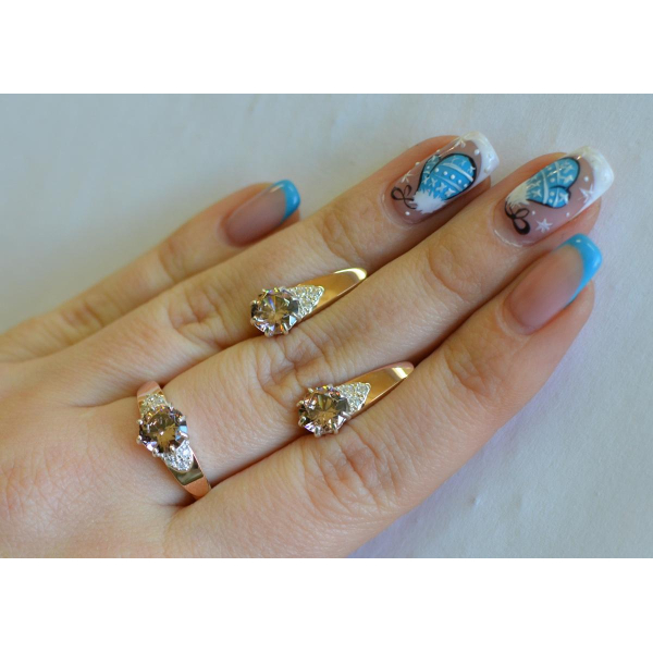 Серебряный набор с золотыми вставками (124)