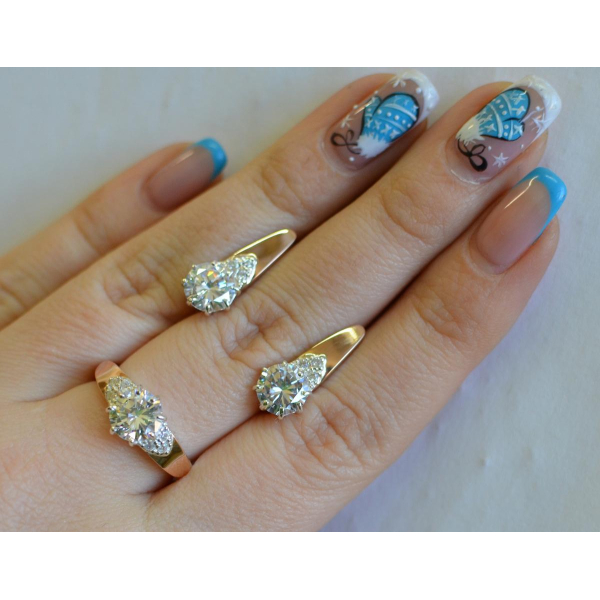 Серебряный набор с золотыми вставками (124)