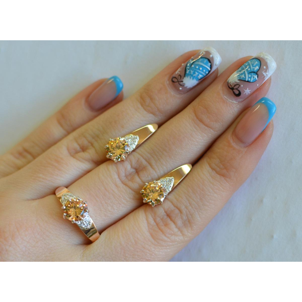 Серебряный набор с золотыми вставками (124)