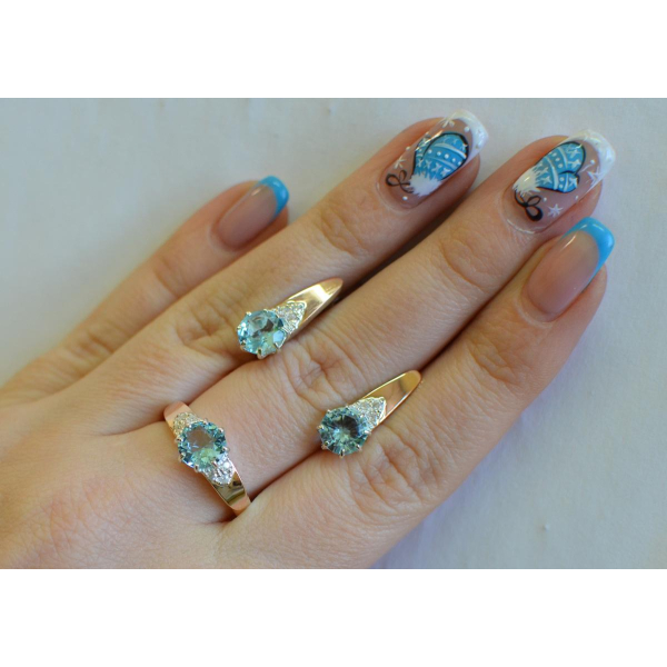 Серебряный набор с золотыми вставками (124)