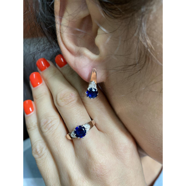 Серебряный набор с золотыми вставками (124)