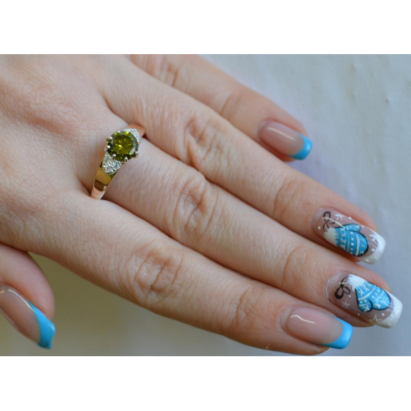 Серебряное кольцо с золотыми вставками (124к)