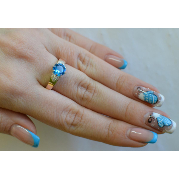 Серебряное кольцо с золотыми вставками (124к)