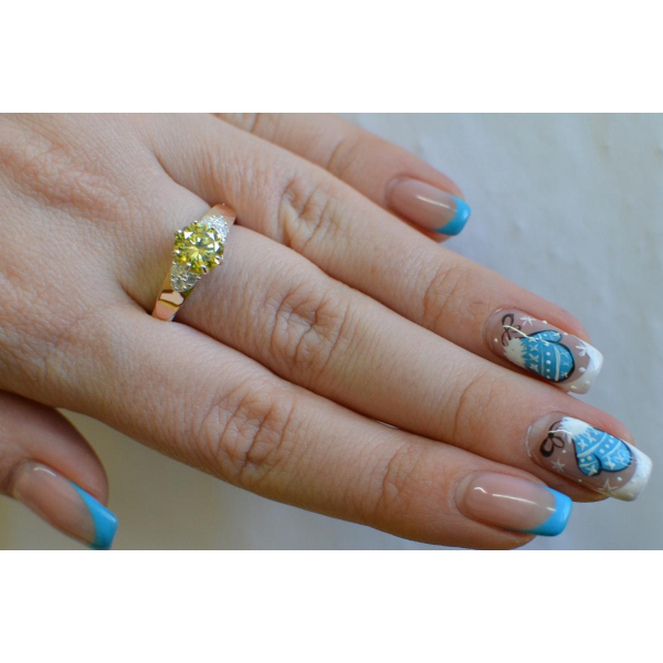 Серебряное кольцо с золотыми вставками (124к)