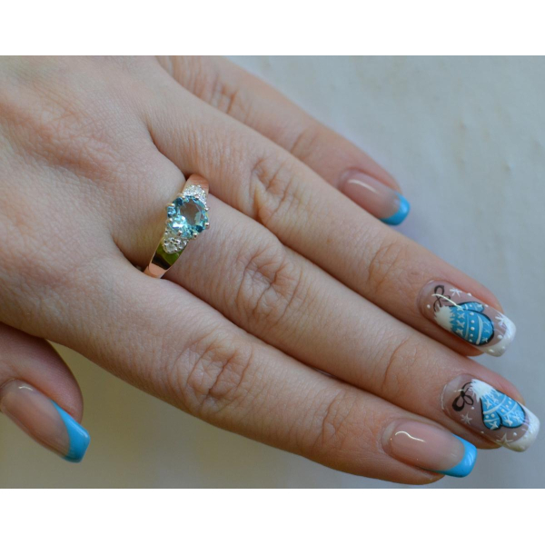 Серебряное кольцо с золотыми вставками (124к)