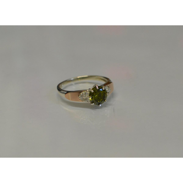 Серебряное кольцо с золотыми вставками (124к)