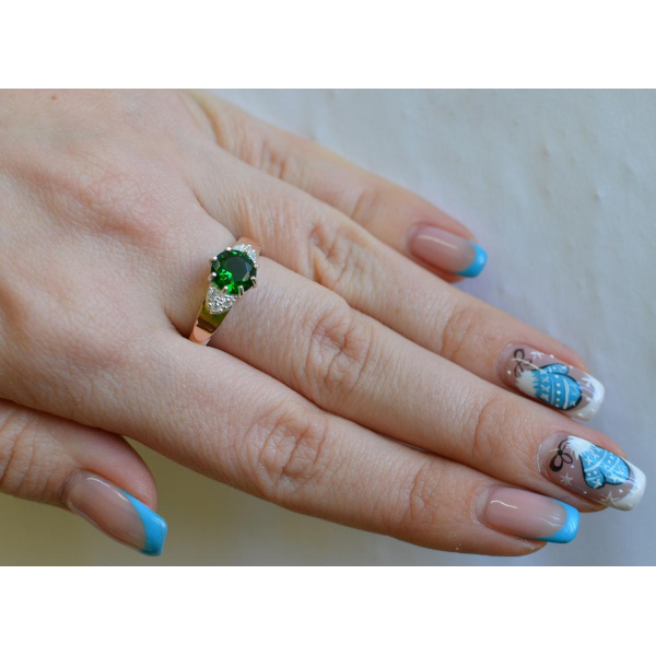 Серебряное кольцо с золотыми вставками (124к)