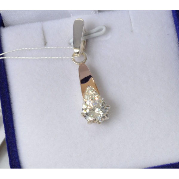 Серебряная подвеска с золотими вставками (124п)