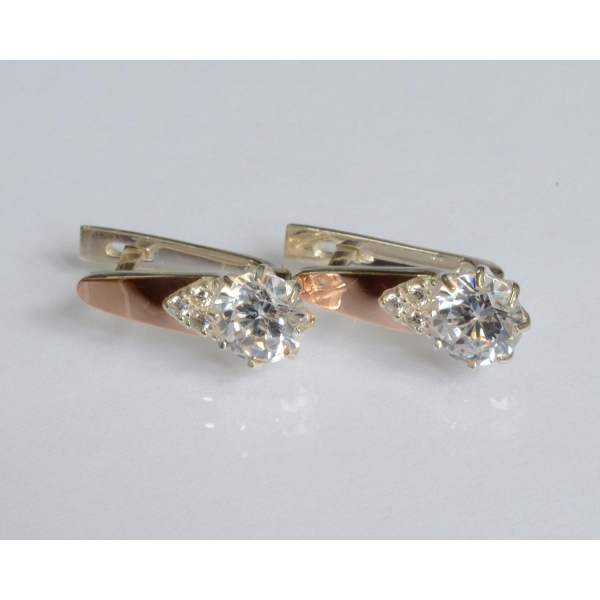 Серебряные серьги с золотыми вставками (124с)