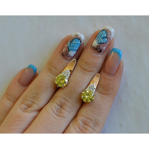 Серебряные серьги с золотыми вставками (124с)