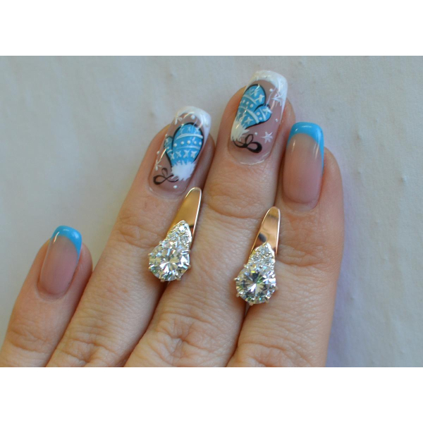 Серебряные серьги с золотыми вставками (124с)